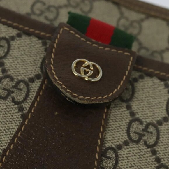 GUCCI GG Supreme Web Sherry Line Bag PVC Beige Gold - Picture 12 of 16